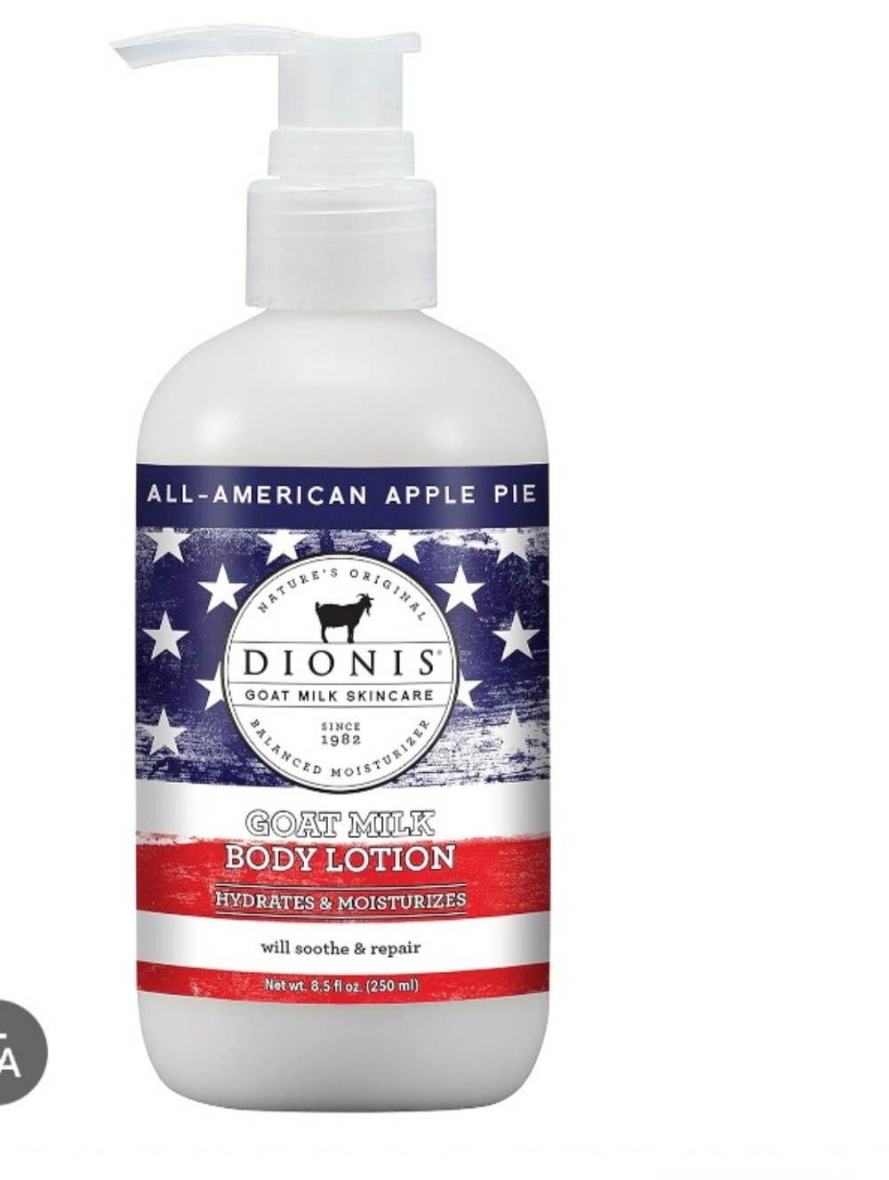 Dionis Goat Milk Body Lotion - All-American Apple Pie (White/Red/Blue) New